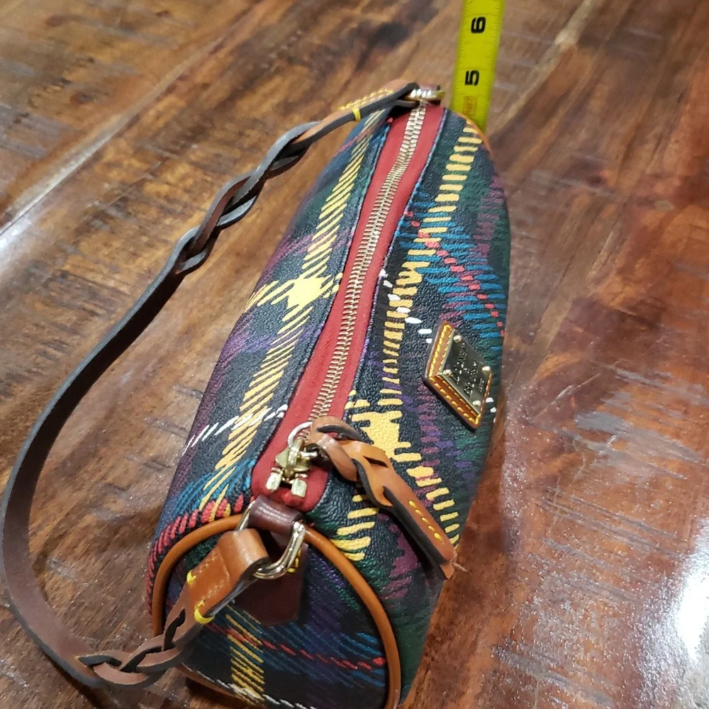Dooney & Bourke Windsor Tartan Barrel Bag - Red, Green, Yellow - Picture 11 of 16